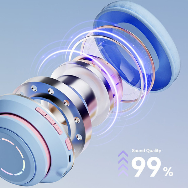 Gradient Cat Ears Noise Canceling Headset Stereo Sound Headphones Wireless Headphones With Built-in K484-PEL_0RD4LAYJ