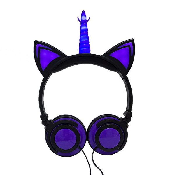 Cute Kids Cat Ear Headphones Wired Adjustable for Boys Girls Tablet Kids Headband Earphone Foldable K484-PEL_09FUB0GL