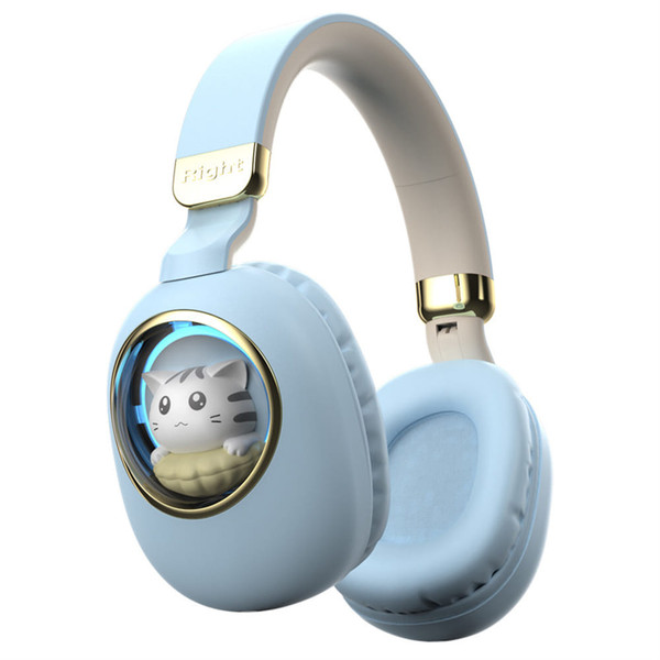 Kids Headphones With Mic LED Light Up 3D Cat Wireless Kids Headphones Adjustable Headband Over Ear  K484-PEL_0QNAH4FH