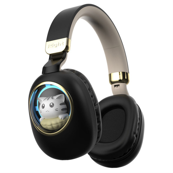 Kids Headphones With Mic LED Light Up 3D Cat Wireless Kids Headphones Adjustable Headband Over Ear  K484-PEL_0QNAH4FH