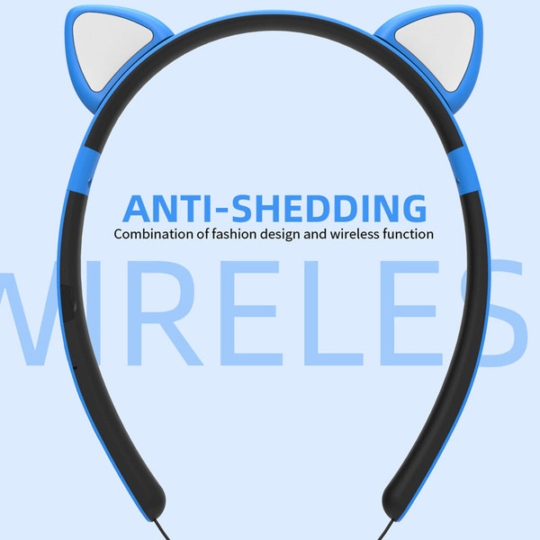 Wireless Earbuds Sweatproof Noise Canceling Earphones Glowing Cartoon Cat Ears Hair Band Headset Fo K484-PEL_0R6996OO