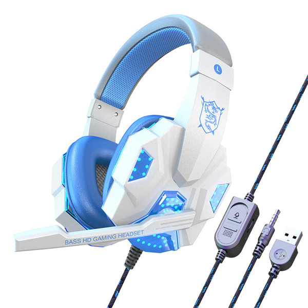 Wired Gaming Headset Headphone for PS4 Xbox One Nintend Switch iPad PC black blue Luminous K484-PEL_08GMK4FK