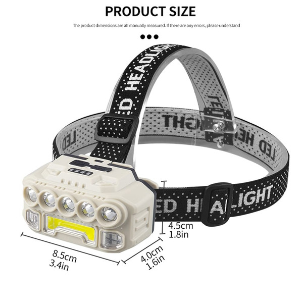 XPE+COB Headlights USB Rechargeable IPX4 Waterproof Power Display Motion Sensor Head Lamp For Campi K484-PHO_0ZY5BP8J