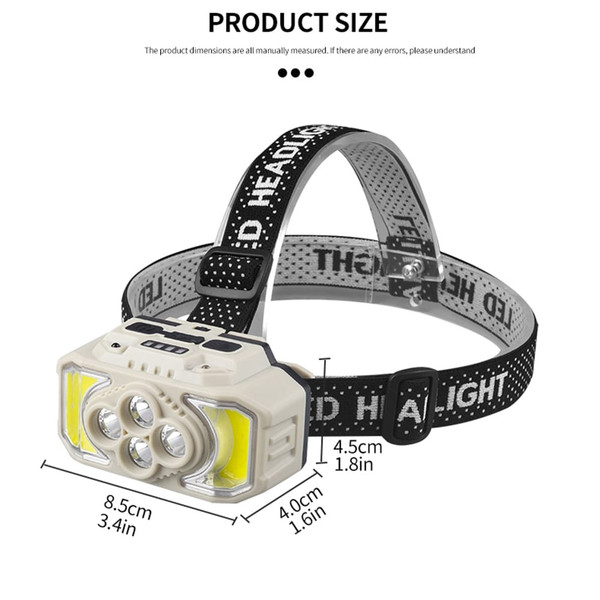 XPE+COB Headlights USB Rechargeable IPX4 Waterproof Power Display Motion Sensor Head Lamp For Campi K484-PHO_0ZY5BP8J