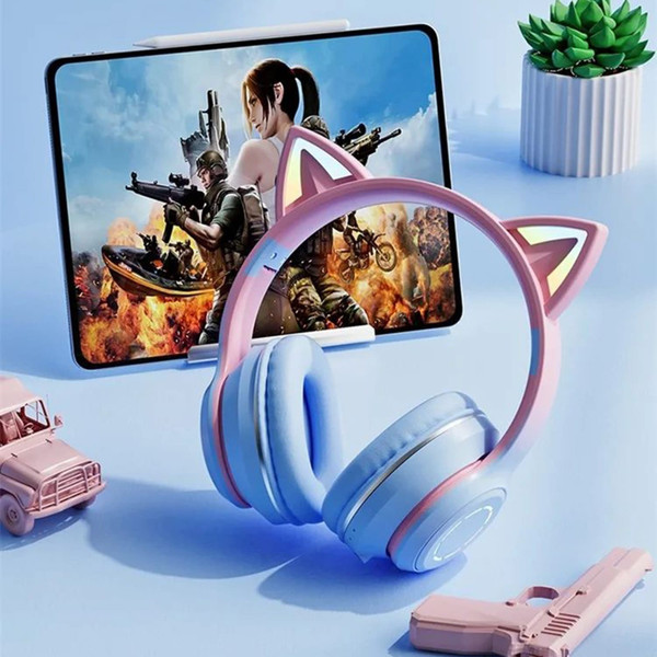 Gradient Cat Ears Noise Canceling Headset Stereo Sound Headphones Wireless Headphones With Built-in K484-PEL_0RD4USXG