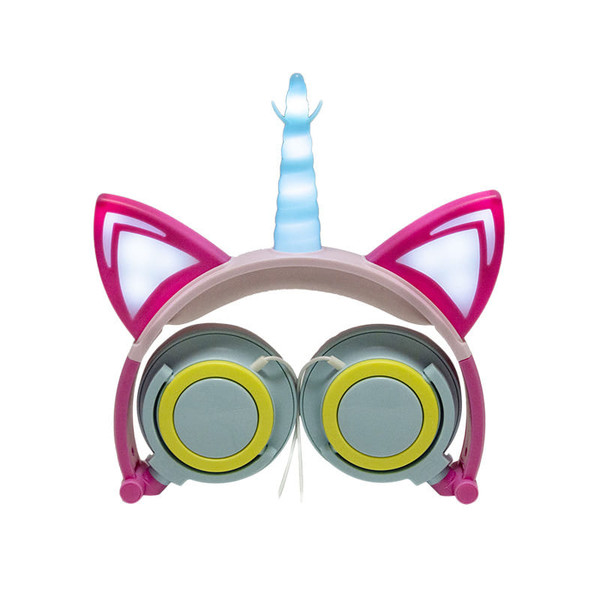 Cute Kids Cat Ear Headphones Wired Adjustable for Boys Girls Tablet Kids Headband Earphone Foldable K484-PEL_09FUTM7A