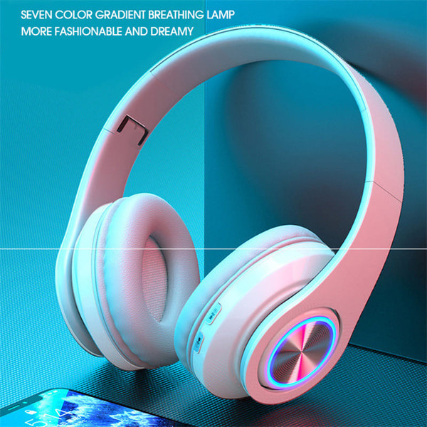 B39 Earphone Wireless Bluetooth Headset Colorful Luminous Subwoofer Music Game Sports Headphone Whi K484-PEL_0PL5THVC