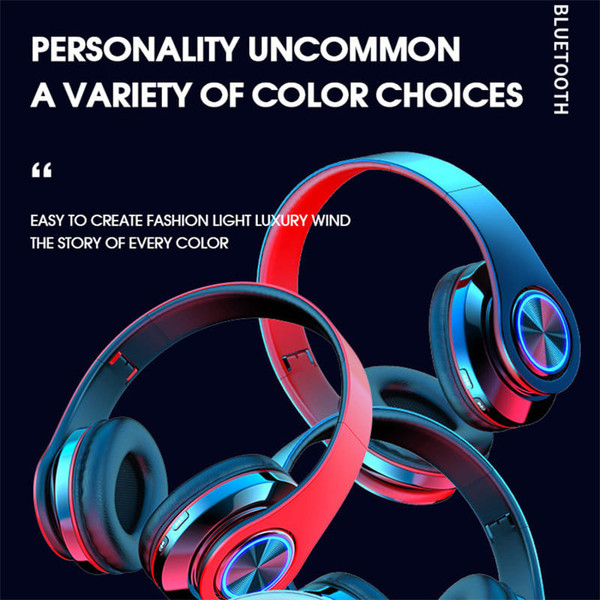 B39 Earphone Wireless Bluetooth Headset Colorful Luminous Subwoofer Music Game Sports Headphone Whi K484-PEL_0PL5THVC