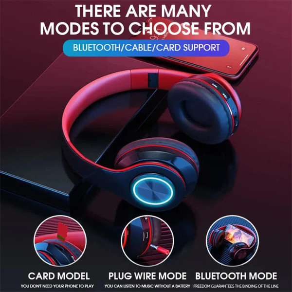 B39 Earphone Wireless Bluetooth Headset Colorful Luminous Subwoofer Music Game Sports Headphone Whi K484-PEL_0PL5THVC