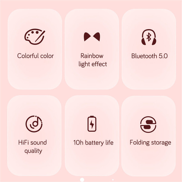 Cute Cat Ears Wireless Headphones with Mic Stereo Music Gaming Led RGB Bluetooth Headset Purple K484-PEL_0MYFB7UR