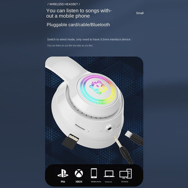 Head-mounted Bluetooth Headphones Hd Noise Reduction Subwoofer Wireless Luminous Gaming Headset dar K484-FQZCO_N2UH7KO2