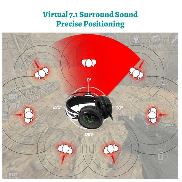 Professional 7.1 Gaming Headset Gamer Surround Sound USB Wired Headphones with Microphone for PC Co K484-PEL_0BMJM6X6
