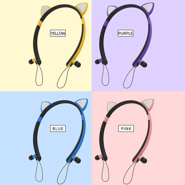 Wireless Earbuds Sweatproof Noise Canceling Earphones Glowing Cartoon Cat Ears Hair Band Headset Fo K484-PEL_0R69RV07