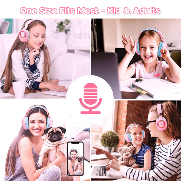 Kids Headphones With Mic LED Light Up 3D Cat Wireless Kids Headphones Adjustable Headband Over Ear  K484-PEL_0QNASMEK