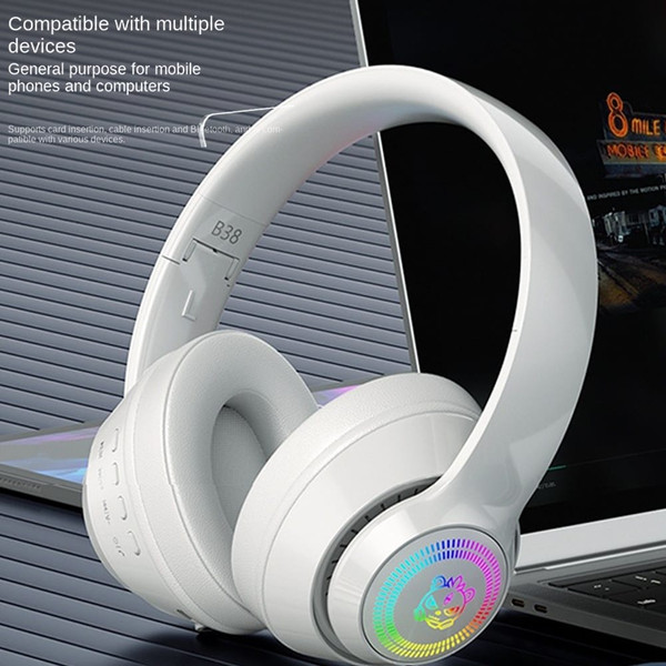 Head-mounted Bluetooth Headphones Hd Noise Reduction Subwoofer Wireless Luminous Gaming Headset Pea K484-FQZCO_N2UH7KWO