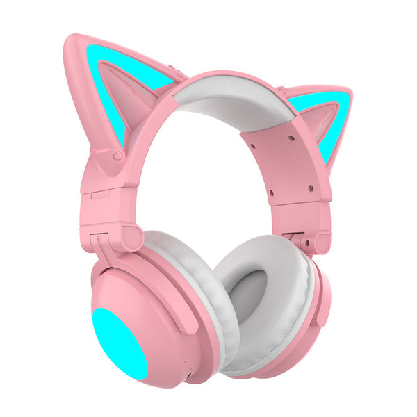 Wireless Cat Ear Headset Noise Canceling Longer Playtime Lighting Headphones over Ear Folding Headp K484-PEL_0R6C75T6