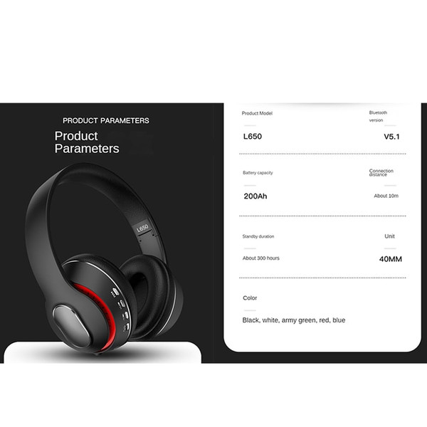 Foldable Bluetooth Headphones Hi-fi Noise Reduction Music Earphone Wireless Gaming Headset China red K484-FQZCO_SH5SKID6