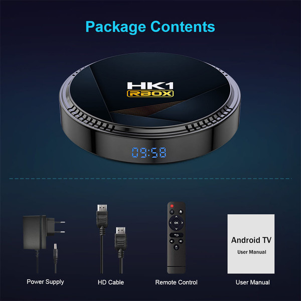 Hk1 Rbox H8 Set-top Box H618 android 12.0 Hd Dual-band Wifi6 Bluetooth 5.0 with RC Black 2GB+16GB E K484-PEL_0OO0UL4E