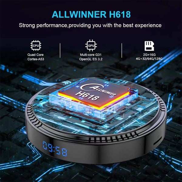 Hk1 Rbox H8 Set-top Box H618 android 12.0 Hd Dual-band Wifi6 Bluetooth 5.0 with RC Black 2GB+16GB E K484-PEL_0OO0UL4E