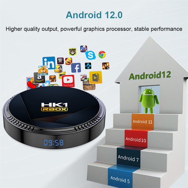 Hk1 Rbox H8 Set-top Box H618 android 12.0 Hd Dual-band Wifi6 Bluetooth 5.0 with RC Black 2GB+16GB E K484-PEL_0OO0UL4E
