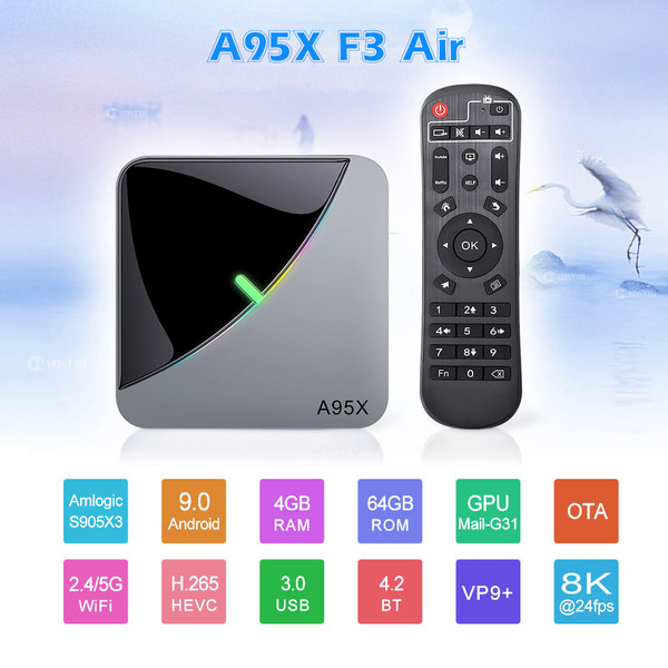 A95X F3 Air 8K RGB Light TV Box Android 9.0 Amlogic S905X3 4GB 64GB Wifi 4K Netflix Smart TV BOX An K484-PEL_0FV41KF3