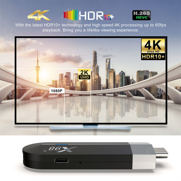 X98 S500 Smart TV Box Android 11 Amlogic S905y4 2.4g 5G Wifi 4k H.265 Hevc Bluetooth US Plug 4+32GB K484-PEL_0O3B5FNX