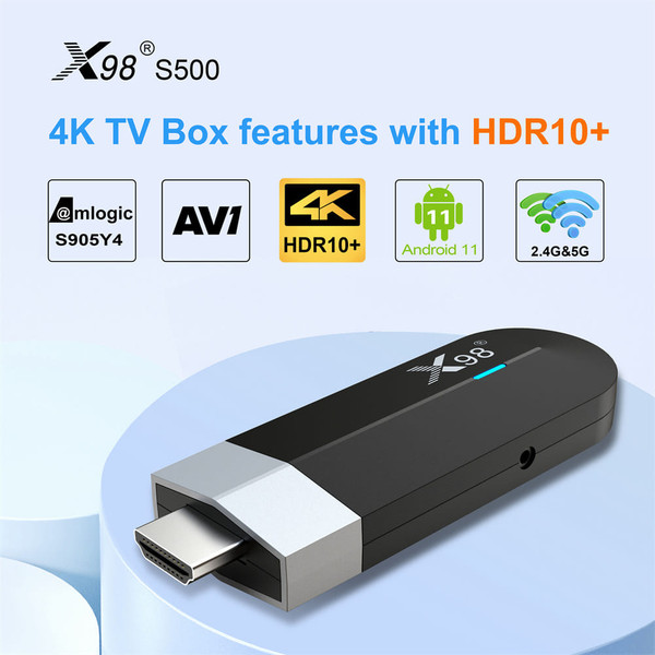 X98 S500 Smart TV Box Android 11 Amlogic S905y4 2.4g 5G Wifi 4k H.265 Hevc Bluetooth US Plug 4+32GB K484-PEL_0O3B5FNX