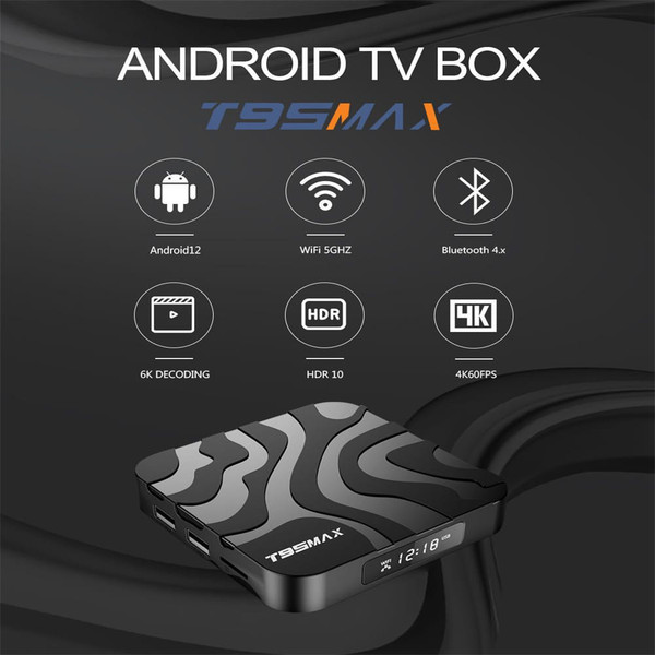T95max Android 12 Smart Tv Box H618 2.4g 5g Wifi Bluetooth-compatible Network Set Top Box black EU  K484-PEL_0OUTREDB