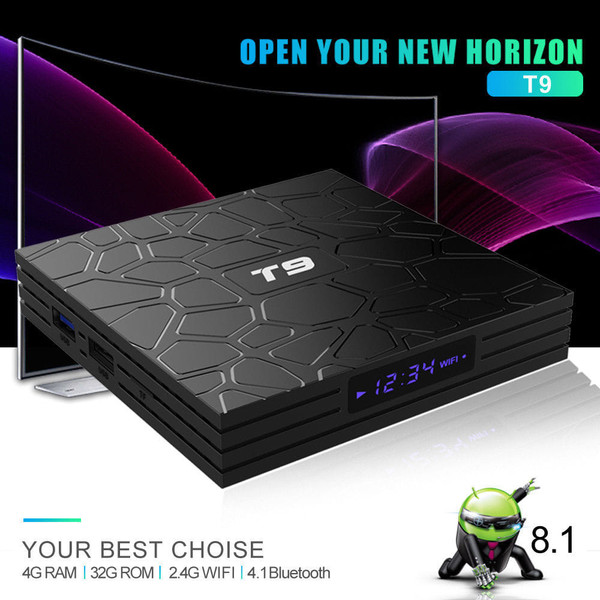 Android 8.1 TV Box T9 4GB RAM 32GB ROM Quad Core Wifi 4K Media Player UK plug K484-PEL_04G6022B