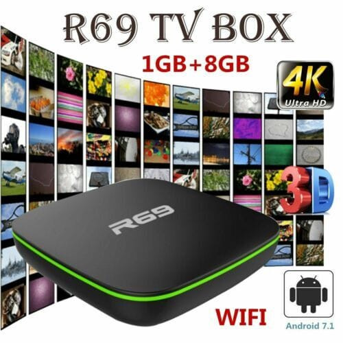 R69 Android 7.1 Smart TV Box 1GB+8GB Quad Core WIFI H.265 4K Video Media Player UK plug K484-PEL_087WBRC0