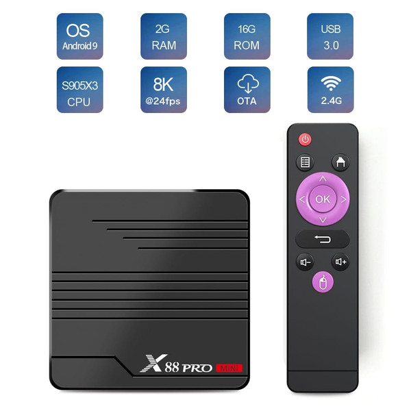 X88 PRO Mini TV Box Android 9.0 Amlogic S905X3 4K 60fps Google Player Media Player 2GB 16GB 4GB 32G K484-PEL_0HHMF9QH