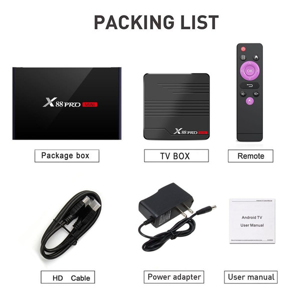 X88 PRO Mini TV Box Android 9.0 Amlogic S905X3 4K 60fps Google Player Media Player 2GB 16GB 4GB 32G K484-PEL_0HHMF9QH