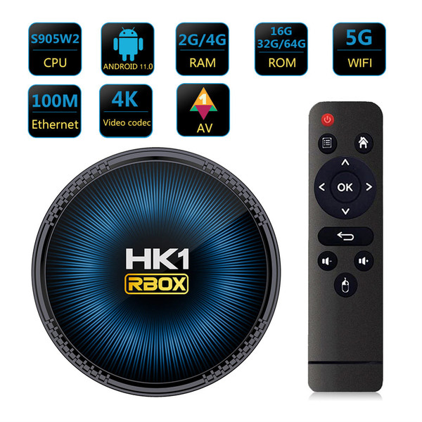 Smart TV Box Hk1rbox W2 Android 11 Media Player Dual-band Wifi Bluetooth Smart Set Top Box EU Plug K484-PEL_0N01GBR7