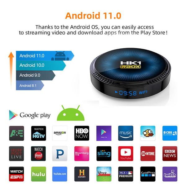 Smart TV Box Hk1rbox W2 Android 11 Media Player Dual-band Wifi Bluetooth Smart Set Top Box EU Plug K484-PEL_0N01GBR7
