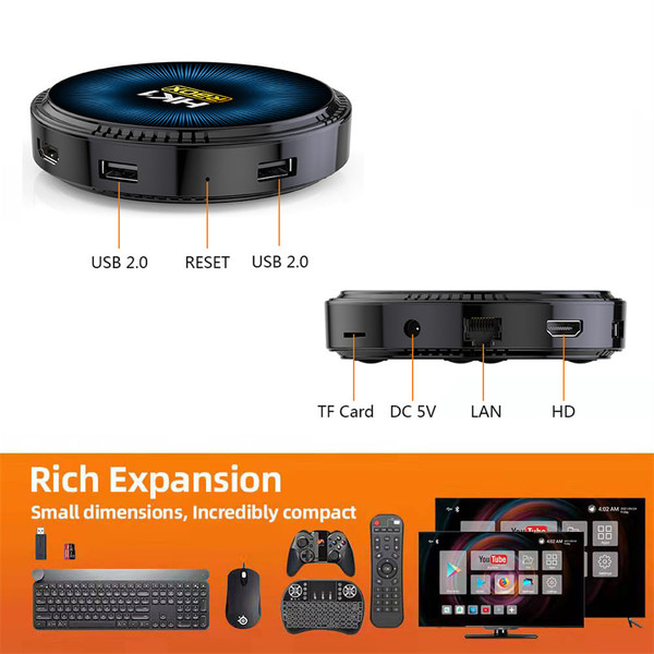 Smart TV Box Hk1rbox W2 Android 11 Media Player Dual-band Wifi Bluetooth Smart Set Top Box EU Plug K484-PEL_0N01GBR7