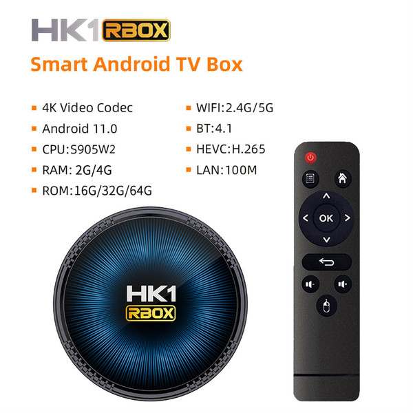 Smart TV Box Hk1rbox W2 Android 11 Media Player Dual-band Wifi Bluetooth Smart Set Top Box EU Plug K484-PEL_0N01GBR7