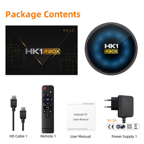 Smart TV Box Hk1rbox W2 Android 11 Media Player Dual-band Wifi Bluetooth Smart Set Top Box EU Plug K484-PEL_0N01GBR7