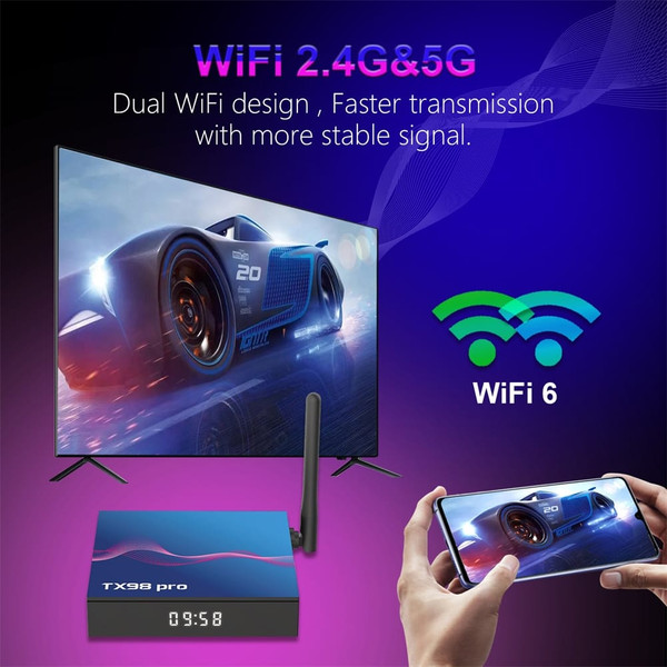 Tx98 Pro Set-Top Box H618 for Android 12.0 Wifi 6 Bluetooth 5.0 Smart Tv Box HD Media Player EU Plu K484-PEL_0Q1CICAM
