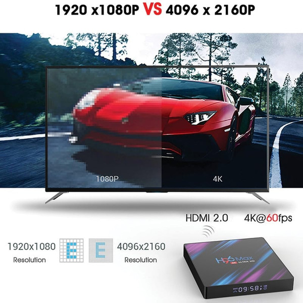 H96 max 3318 Quad-Core 4+64G Android 9.0 HD Smart Network Media Player TV Box US plug K484-PEL_07B9NPFO