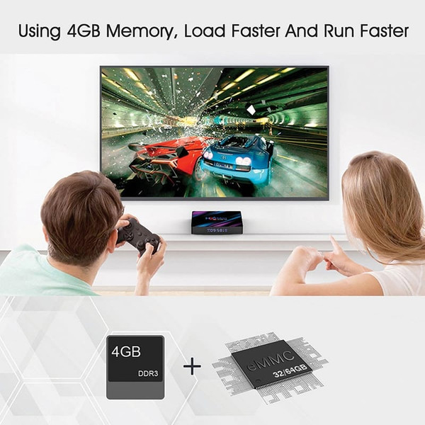 H96 max 3318 Quad-Core 4+64G Android 9.0 HD Smart Network Media Player TV Box US plug K484-PEL_07B9NPFO