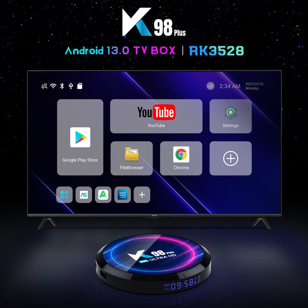 K98 Plus Home Smart Media Player Ultra HD Dual Wifi 8k Smart Tv Box for Android 13.0 Top Box US Plu K484-PEL_0QW8HSHH