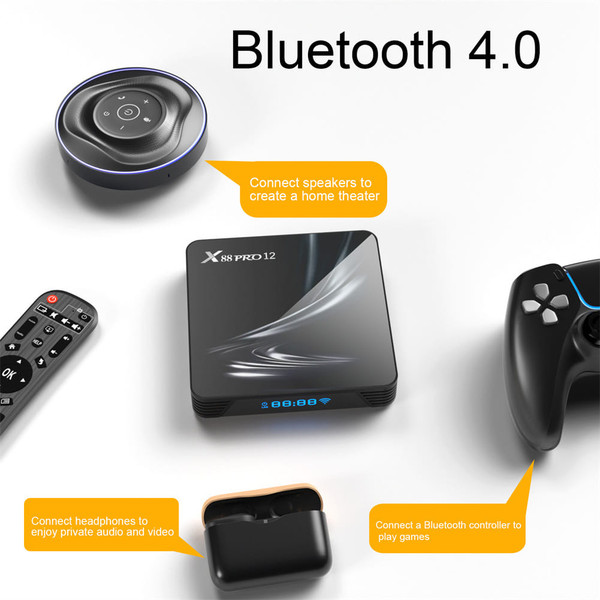 X88 Pro 12 Set-top Box Rk3318 android 12.0 HD Dual-band Wifi6 Bluetooth TV Box Black 2GB+16GB US Pl K484-PEL_0OVKXDTB