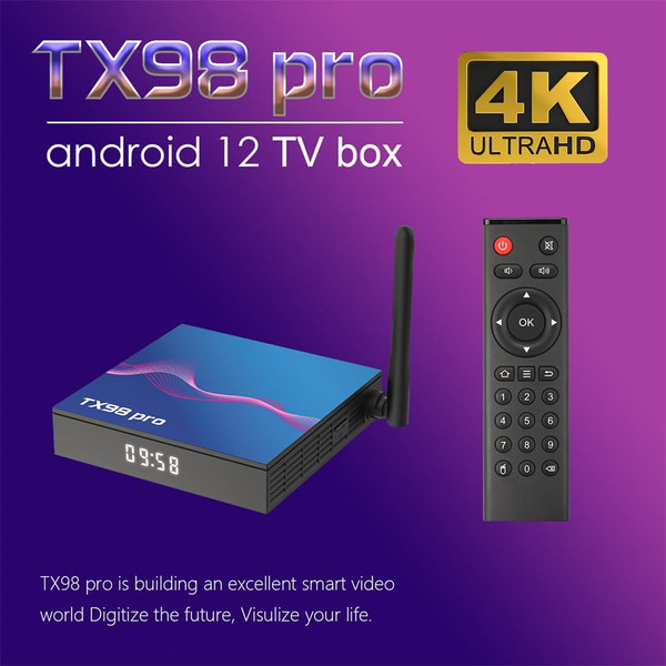 Tx98 Pro Set-Top Box H618 for Android 12.0 Wifi 6 Bluetooth 5.0 Smart Tv Box HD Media Player EU Plu K484-PEL_0Q1CXLW7