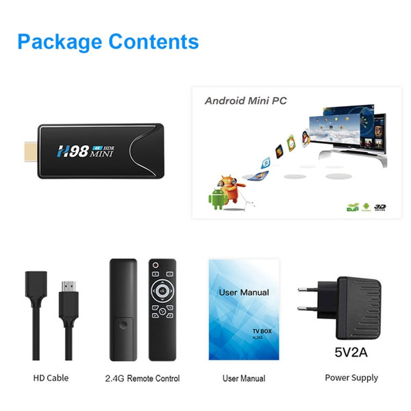 H98 Mini Set Top Box Android 10 Allwinner H313 Quad Core 4k 2.4g 5g Dual Wifi Bluetooth 4.0 Black U K484-PEL_0P22J2NM