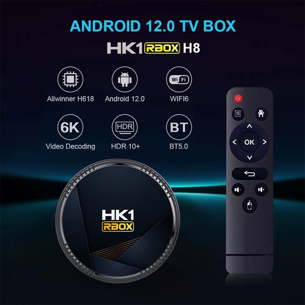 Hk1 Rbox H8 Set-top Box H618 android 12.0 Hd Dual-band Wifi6 Bluetooth 5.0 with RC Black 4GB+64GB U K484-PEL_0OO0XTDO