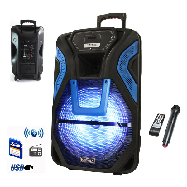 beFree Sound 15 Inch Rechargable Bluetooth PA Speaker System With SD/FM/USB D970-BFS-5700-RB