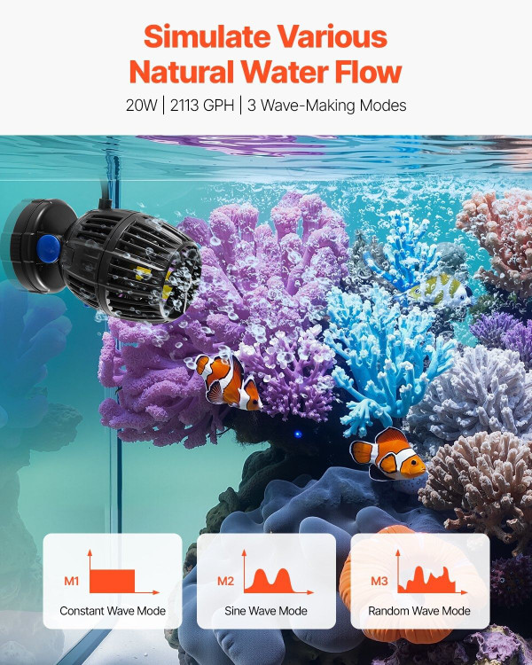 Aquarium Wave Maker, 20W, 2113 GPH Quiet and Strong DC Powerhead, Adjustable Fish Tank Circulation  E415-DKZQDSZZLJMNXI2QB001V1
