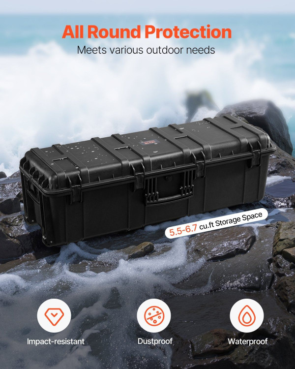 Weatherproof Hard Case, Heavy Duty Protective Dry Box Case with Pre-Cut Foam & Retractable Pull Han E415-FFYSTX72LFYCXYXH8V0