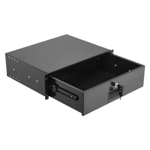 3U Rack Mount Drawer, 50 lbs Max Load-Bearing, Lockable Server Cabinet Case, Sliding Drawer with Lo E415-JJCT3U118INCSY6M9001V0