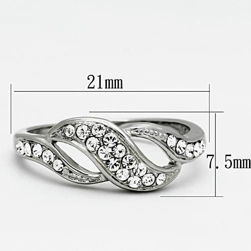 TK1085 - High polished (no plating) Stainless Steel Ring with Top Grade Crystal  in Clear A874-TK1085